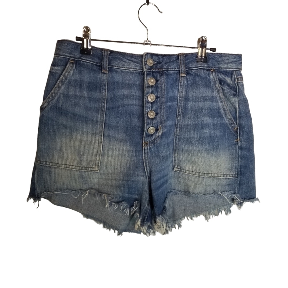 Free People Jesse button fly back cinch cut off jean shorts - Picture 5 of 15